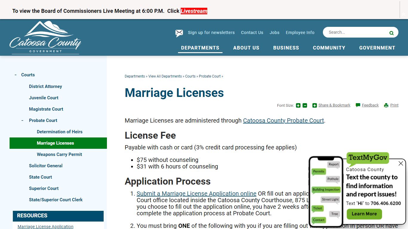 Marriage Licenses | Catoosa County, GA
