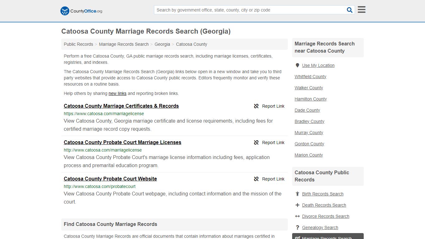 Catoosa County Marriage Records Search (Georgia) - County Office